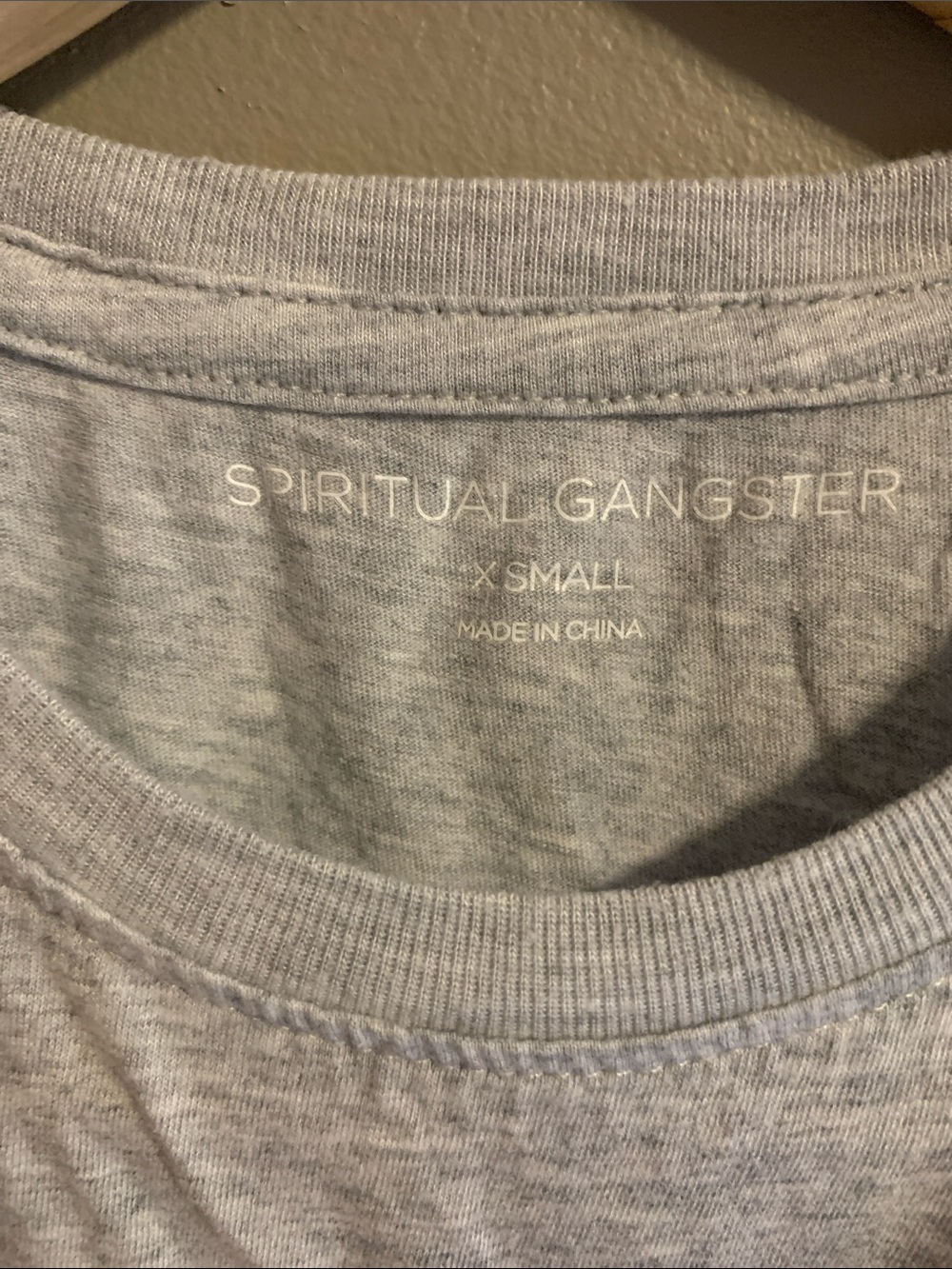 Spiritual Gangster Light Grey Tank with Purple and Gold Sunrise - Picture 2 of 4